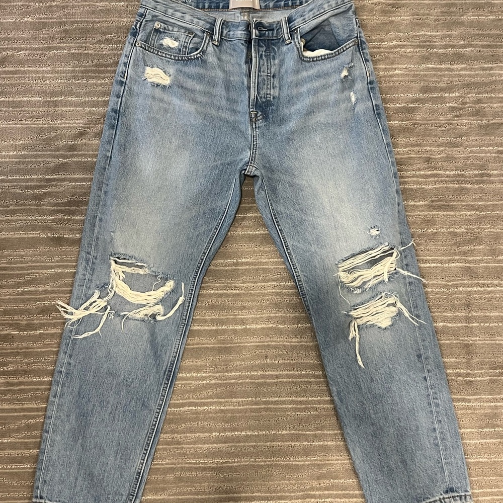 Everlane Distressed Jeans with Button Fly